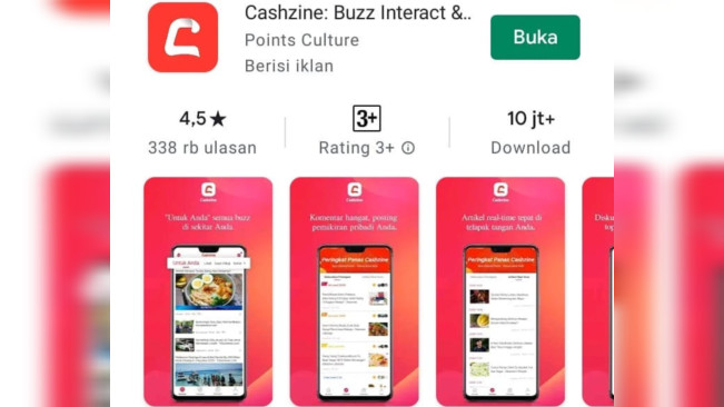 Aplikasi Cashzine. [Instagram]